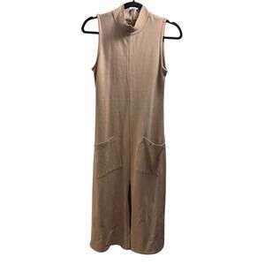 Victor Glemaud Foundations Tan Sleeveless Front Slit Midi Dress